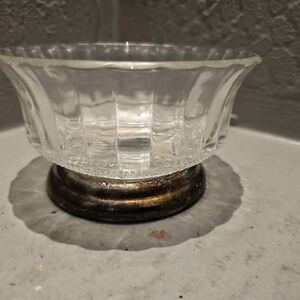 KIG Pressed Glass and Silver Plate Pedestql Trinket Dish